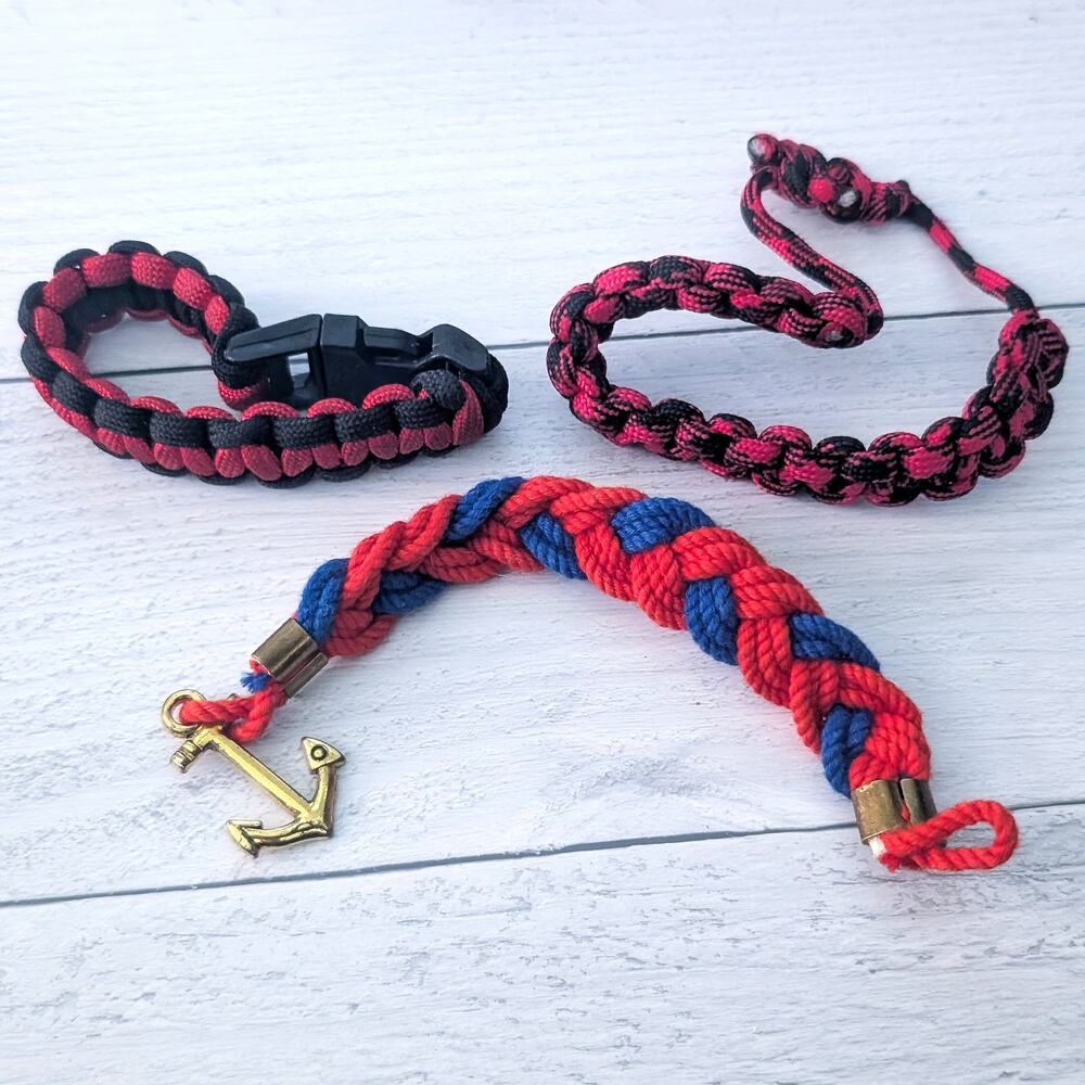 Bundle of 3 Bracelets - Cord/Woven Red Bracelets - Fair Condition